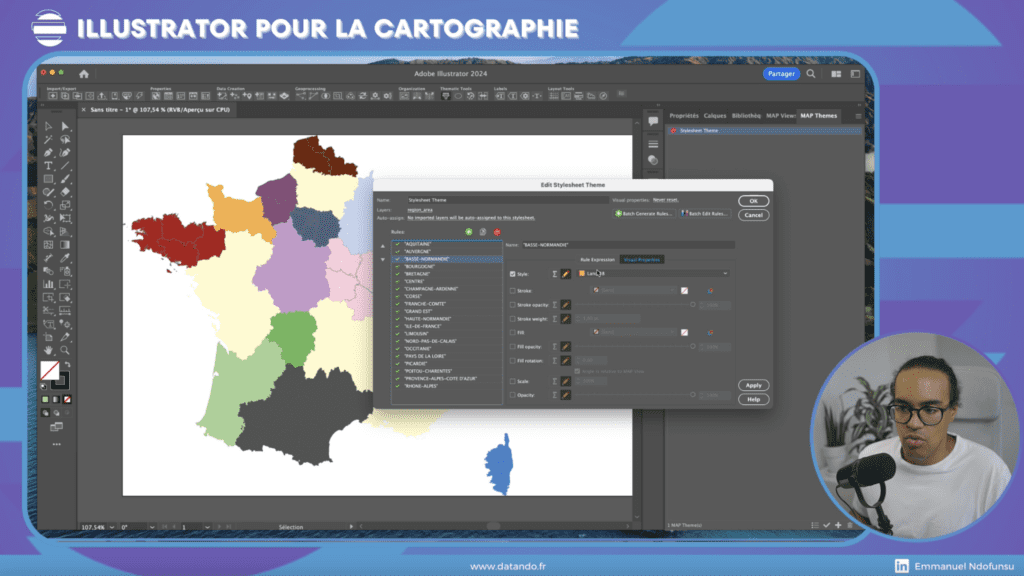 Capture d'écran de MAPublisher intégré dans Adobe Illustrator